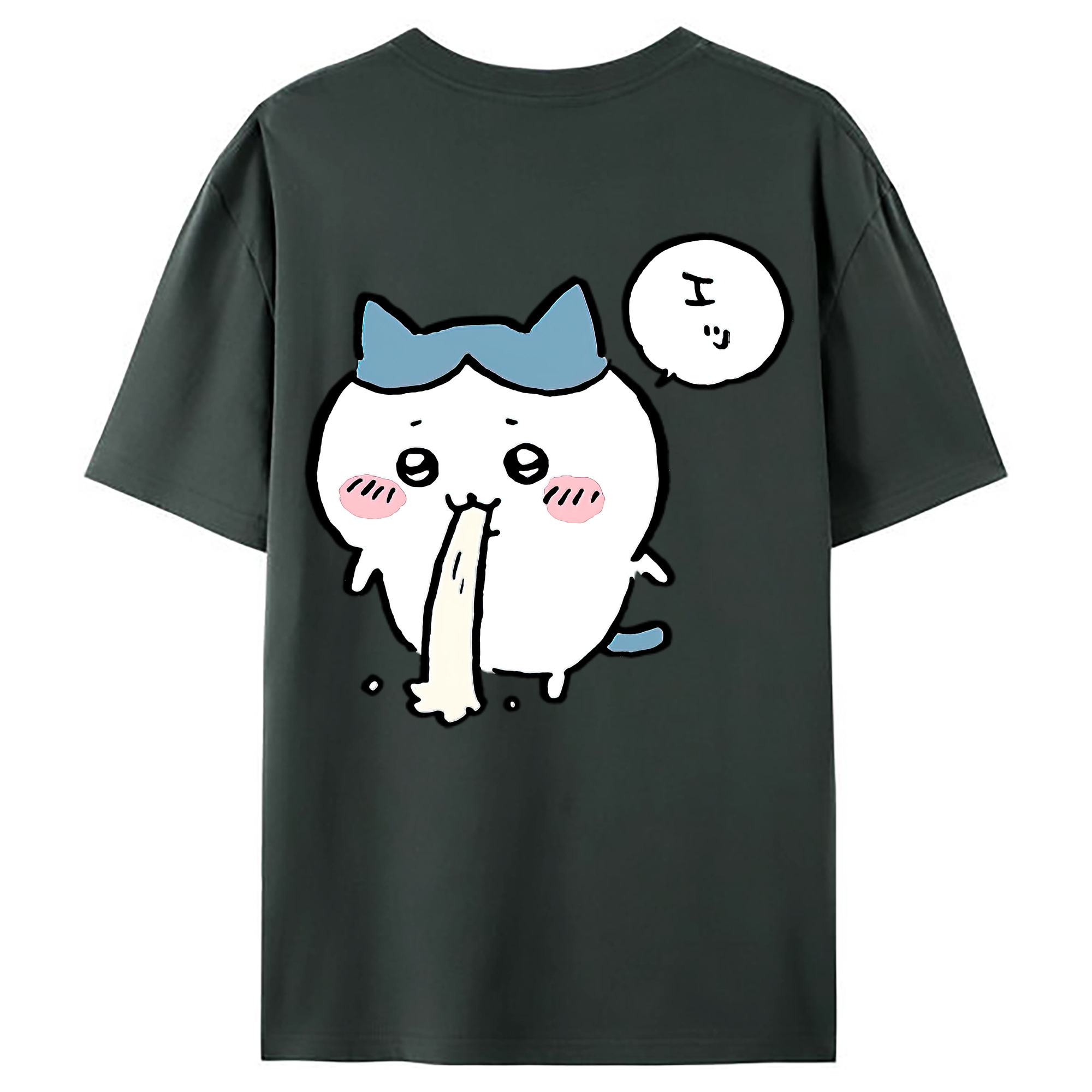 （画像用） ちいかわ ハチワレ Chii-kawa hachiware 綿100％ メンズ半袖Tシャツ（バックプリント） 通気性